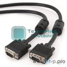 Кабель Gembird/Cablexpert VGA Premium, 15M/15M, 20м, черный, тройной экран,феррит.кольца