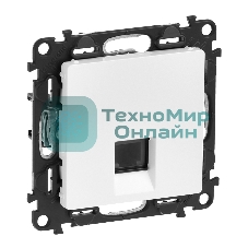 Телефонная розетка RJ11 одиночная.С лицевой панелью.Белая