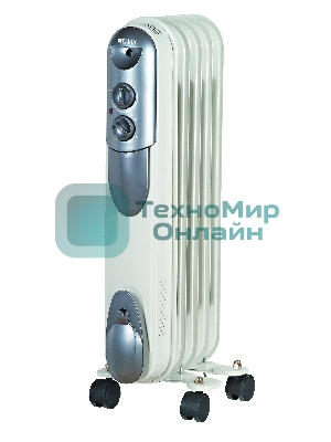 Обогреватель масляный Ресанта ОМПТ- 5Н (5 секций), белый, 1000 Вт, 10 м2, термостат 67/3/2