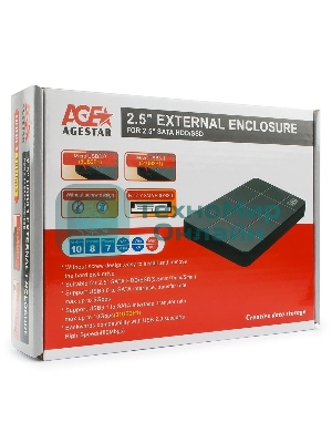 Внешний корпус для HDD AgeStar 3UB2P1 SATA III пластик черный 2.5