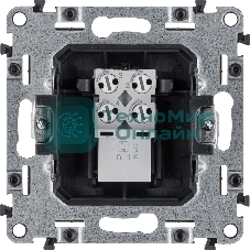 Телефонная розетка RJ11 одиночная.С лицевой панелью.Белая