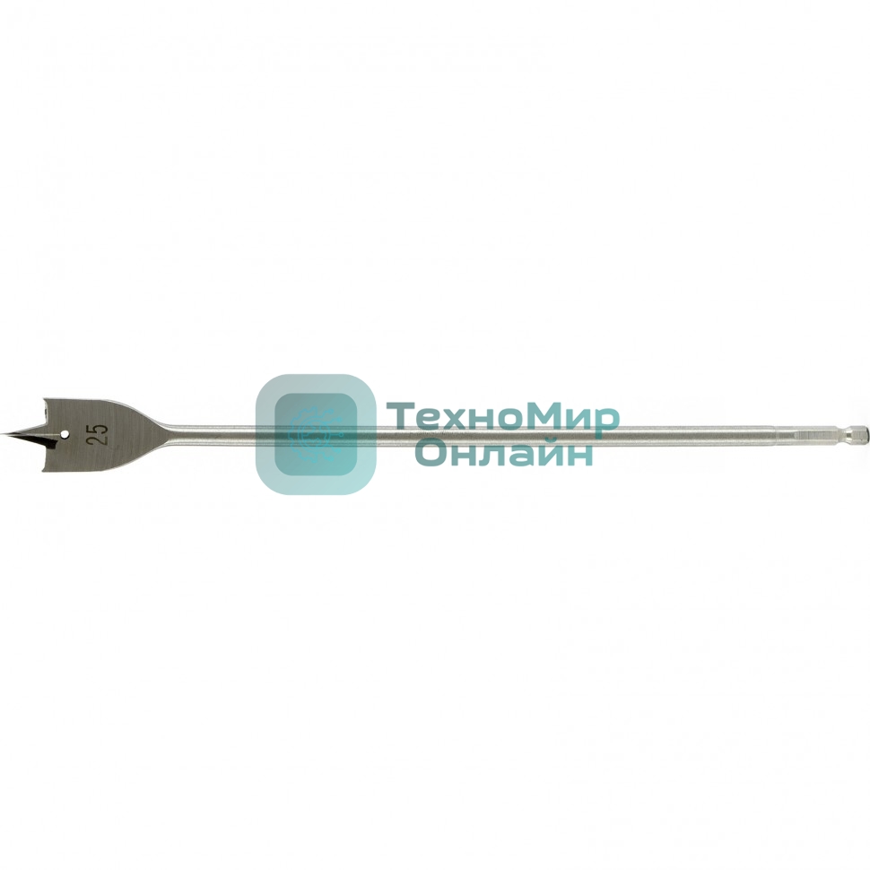 Сверло по дереву Matrix перовое удлиненное, 25 х 300 мм, 6-гранный хвостовик