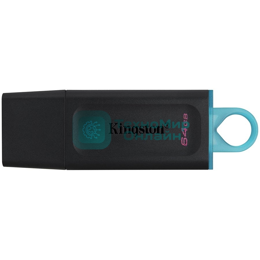 Флешка USB Kingston DataTraveler Exodia (DTX/64GB), 64Gb, USB 3.2 Gen 1, R/W 200/60, черный/бирюзовый