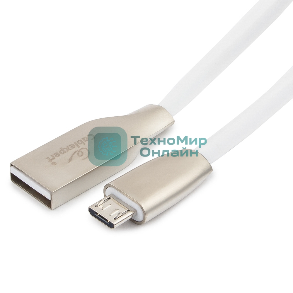 Кабель USB2.0 Cablexpert CC-G-mUSB01W-1.8M, AM/microB, серия Gold, 1.8м, белый, блистер