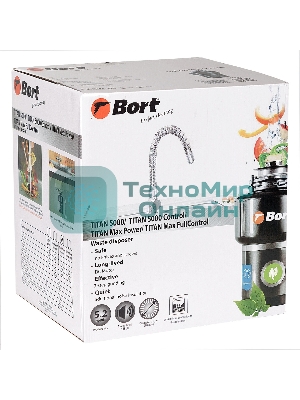 Измельчитель пищевых отходов Bort TITAN MAX Power 780 Вт; 1400 мл; 3800 об/мин; 6,3 кг; 220 В; 50 Гц; набор аксессуаров 4 шт [91275790]