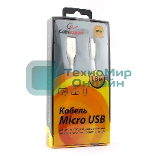 Кабель USB2.0 Cablexpert CC-G-mUSB01W-1.8M, AM/microB, серия Gold, 1.8м, белый, блистер