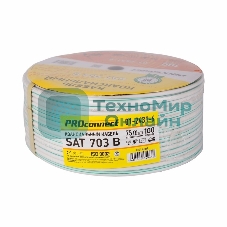 Кабель коаксиальный PROconnect SAT 703 B, Cu/Al/Cu, 64%, 75 Ом, бухта 100 м, белый