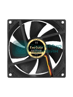 Вентилятор 12В DC ExeGate ExtraSilent ES09225S3P (92x92x25 мм, Sleeve bearing (подшипник скольжения), 3pin, 2000RPM, 25dBA)