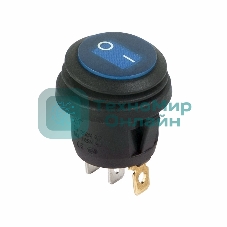 Выключатель клавишный Rexant круглый 250V 6А (3c) ON-OFF синий с подсветкой, влагозащита