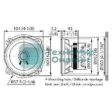 Колонки автомобильные Kenwood KFC-S1056 4Ом 10 см (4 дюйм) (ком.: 2 кол.) широкополосные однополосные