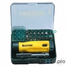 Набор KRAFTOOL Отвертка реверсивная с битами и адаптером, Cr-V, 32 предмета 26142-H32