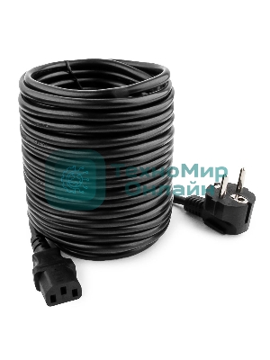 Кабель питания Gembird 10.0м, VDE(0.75мм), черный, с зазем., пакет