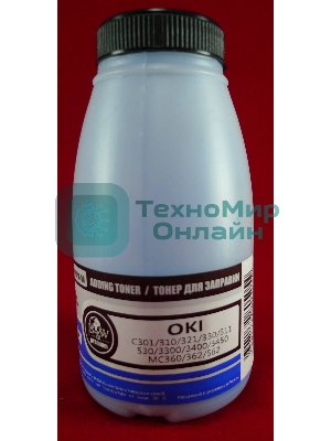 Тонер OKI C301/C321/C310/C330/C331/C510/C511/C530/C531/C3300/C3400/C3450/C3520/C3530/C3600/C5600/C5700/MC350/MC351/MC352/MC360/MC361/MC362/MC561/MC562 Cyan (фл., 50г) B&W Premium (Tomoegawa) - фас.России