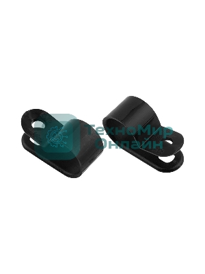 Кабельная скоба под винт Rexant 12 мм, черная, упаковка 50 шт.