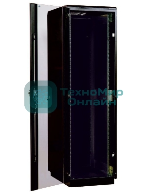 Шкаф телекоммуникационный напольный 42U (600x600) дверь стекло, черный (ШТК-М-42.6.6-1ААА-9005) (3 коробки)