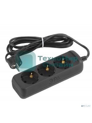 Удлинитель электрический ЭРА UX-3e-3m-B с заземлением 3 розетки 3 м ПВС 3x0,75 мм2 10А черный