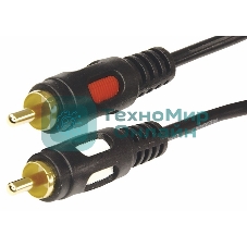 Шнур Rexant 2 RCA - 2 RCA, длина 1,5 м етра, черный (GOLD)