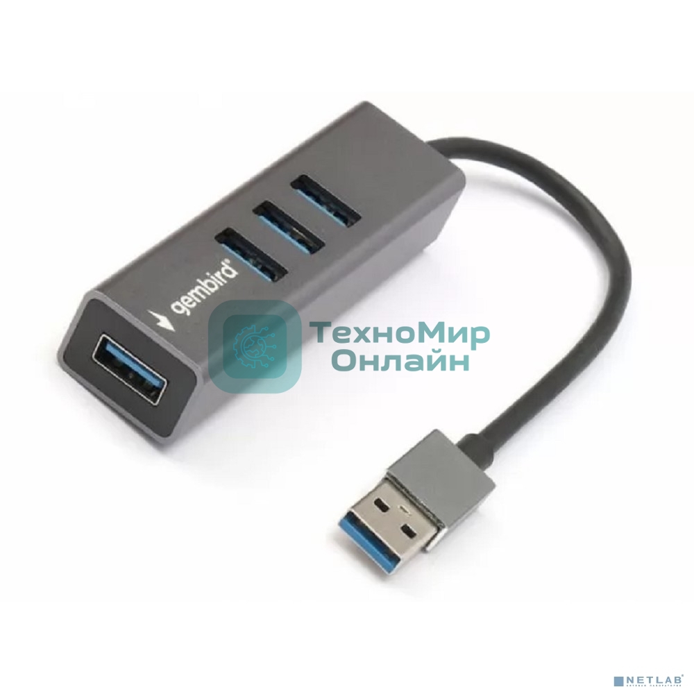 Концентратор USB 3.0 Gembird UHB-C454, 4 порта, кабель 17см