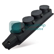 Розетка четырехместная настенная с заглушками c заземлением каучук 16А 250В IP44 (1029)