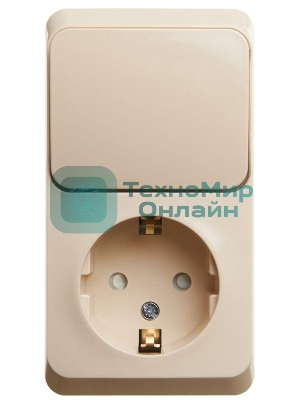 Блок Schneider-electric ЭТЮД О/У БЛОК: Розетка с зазем. со шт. + Выключатель 1-клавиш., кремовый,