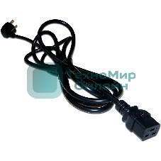 Шнур питания Lanmaster C19-Schuko угловая, 3х1.5, 220В, 16А, черный, 3 метра