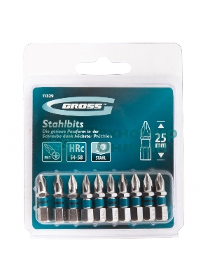 Набор бит Gross PH1х25, сталь S2, 10 шт.