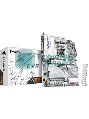 Материнская плата Gigabyte X870E A ELITE WF7 ICE, AM5, AMD X870, 4xDDR5, 4xSATA, 4xM.2, 1xPCIe 5.0 x16, 1xPCIe 4.0 x4, 1xPCIe 3.0 x2, 1xHDMI (v2.1), 2xUSB Type-C, 2xUSB-A 10Gbps, 4xUSB-A 5Gbps, 4xUSB-A 2.0, S/PDIF, 1x2.5Gb LAN, Wi-Fi 7, Bluetooth 5.4, 2x3.5 мм, 7.1, ATX