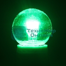 Лампа шар Neon-night e27 6 LED Ø45мм - зеленая, прозрачная колба, эффект лампы накаливания