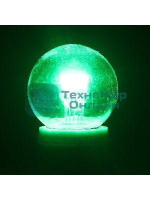 Лампа шар Neon-night e27 6 LED Ø45мм - зеленая, прозрачная колба, эффект лампы накаливания
