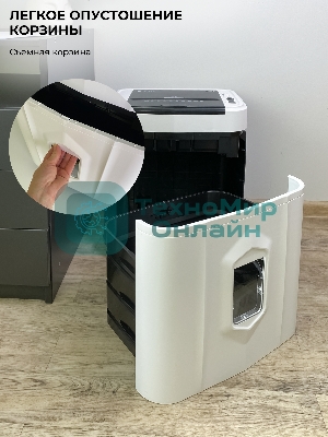 Шредер Heleos АП20-5 белый/черный с автоподачей (секр.P-5) перекрестный 131лист. 20лтр. скрепки скобы пл.карты