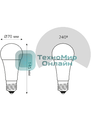 Лампа светодиодная Gauss Elementary A67 35Вт цок.: E27 груша 220B св. свеч. бел. хол. (упак.: 10 шт)