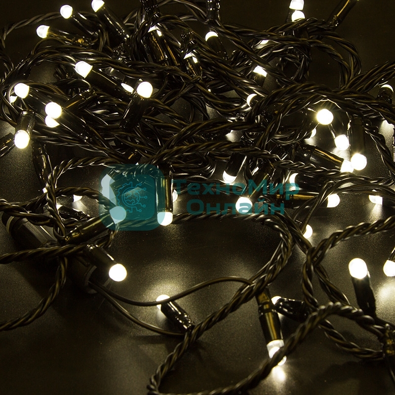 Гирлянда Neon-night Нить 10м, постоянное свечение, черный ПВХ, 230В, теплый белый