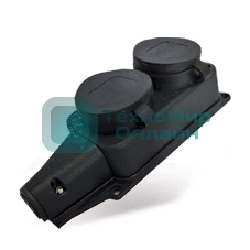 Розетка двухместная настенная с заглушками c заземлением каучук 16А 250В IP44 (1027)