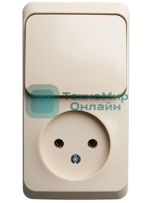 Блок ОП Этюд (1-м розетка без заземл. + 1-кл. выкл.) крем. SchE