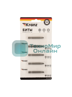 Бита Kranz PZ 2x50 мм для шуруповерта сталь S2 5 шт. (лента)