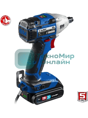 Бесщеточный гайковерт ЗУБР Профессионал GB-250-22, 20В, 2 АКБ (2Ач), в кейсе