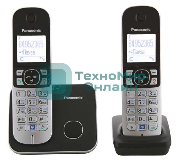 Телефон беспроводной (DECT) Panasonic KX-TG6812RU черный (труб. в компл.:2шт) АОН