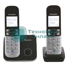 Телефон беспроводной (DECT) Panasonic KX-TG6812RU черный (труб. в компл.:2шт) АОН