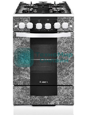 Плита газовая Gefest 5500-02 0113 мрамор, конфорок 4 шт, духовка 52 л, 50 см x 85 см x 58.5 см