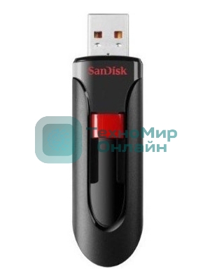 Флешка USB Sandisk CZ60 Cruzer Glide (SDCZ60-032G-B35), 32Gb, USB 2.0, R/W 30/8, черный/красный