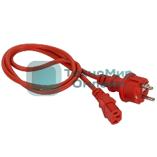 Шнур питания Lanmaster C13-Schuko прямая, 3х0.75, 220В, 10А, красный, 1 метр