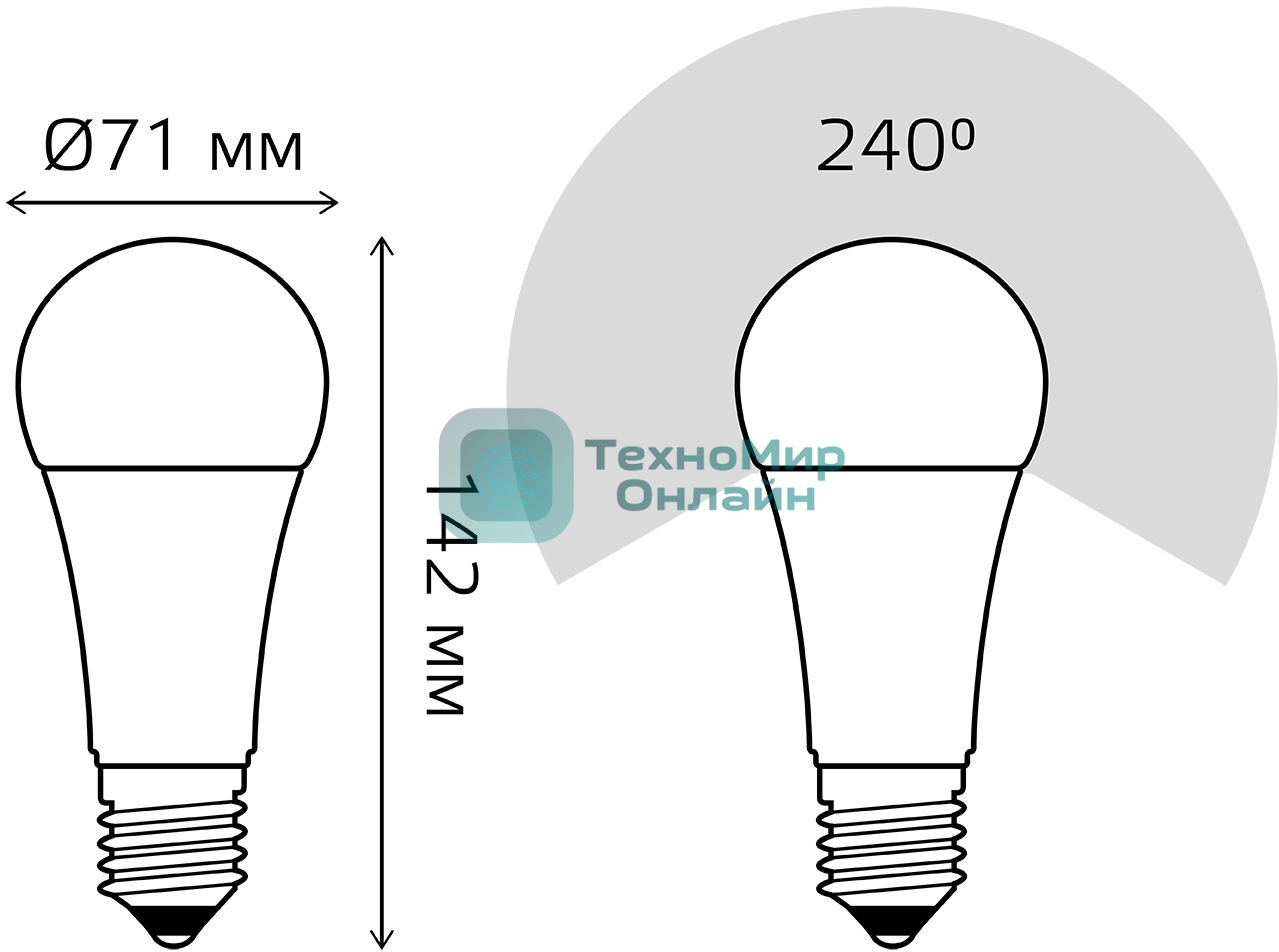 Лампа светодиодная Gauss Elementary 25Вт цок.: E27 груша 220B 3000K св. свеч. бел. теп. A67 (упак.: 10 шт)