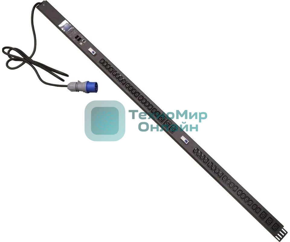 Блок распределения питания Lanmaster TWT-PDVMT1-6X36-32A верт.размещ. 6xC19 36xC13 с мониторингом 32A IEC 309 3м