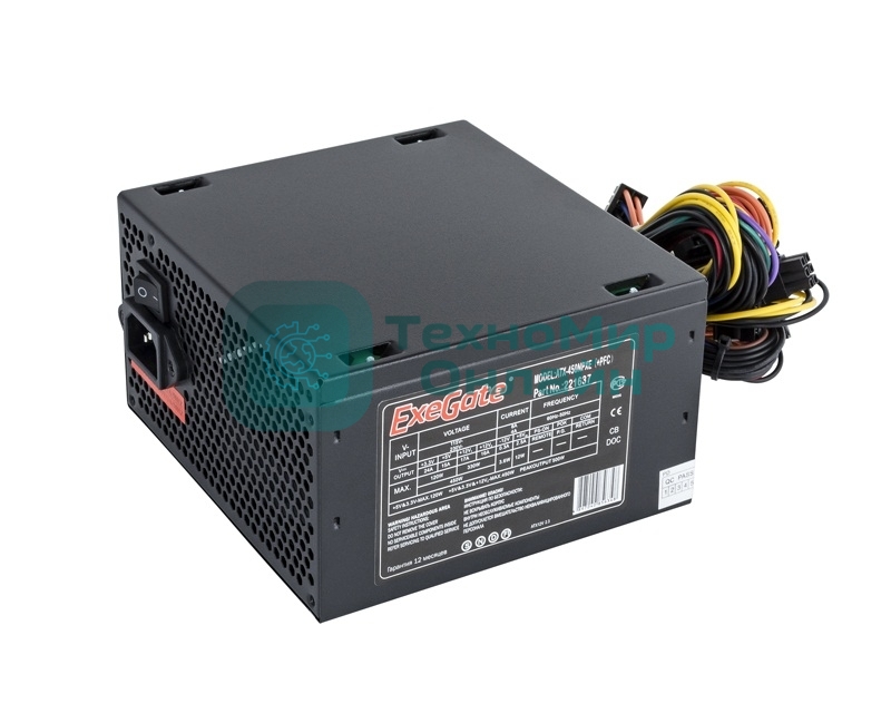 Блок питания ExeGate 450NPXE (EX221637RUS-PC), 450Вт, 120мм, черный