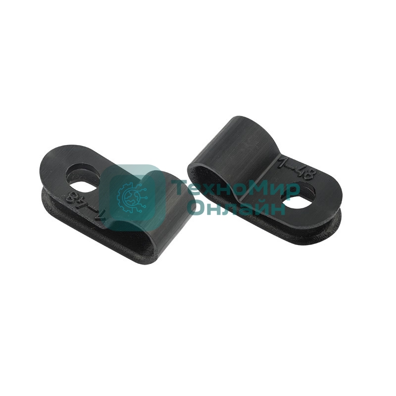 Кабельная скоба под винт Rexant 5 мм, черная, упаковка 50 шт.