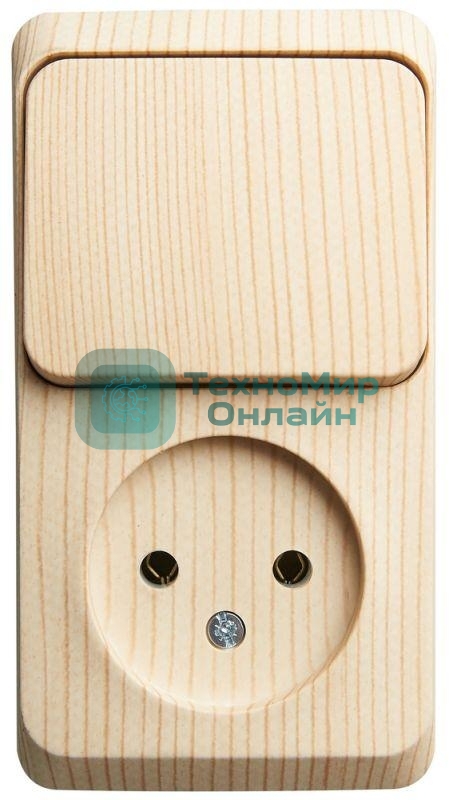 Блок ОП Этюд (1-м розетка без заземления + 1-кл. выкл.) сосна SchE