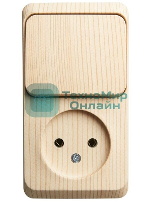 Блок ОП Этюд (1-м розетка без заземления + 1-кл. выкл.) сосна SchE