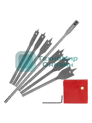 Набор сверл Matrix перовых по дереву, 10-12-16-18-20-25 мм, 6 шт., удлинитель 300 мм 6-гран. хвост.