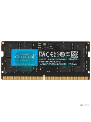 Оперативная память Crucial DDR5, 16GB (1x16 GB), 5600 MHz, CL46, SO-DIMM
