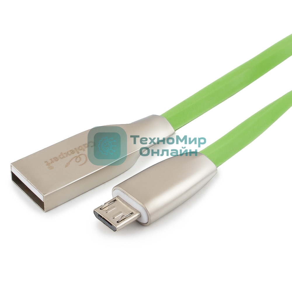 Кабель USB2.0 Cablexpert CC-G-mUSB01Gn-1M, AM/microB, серия Gold, длина 1м, зеленый, блистер